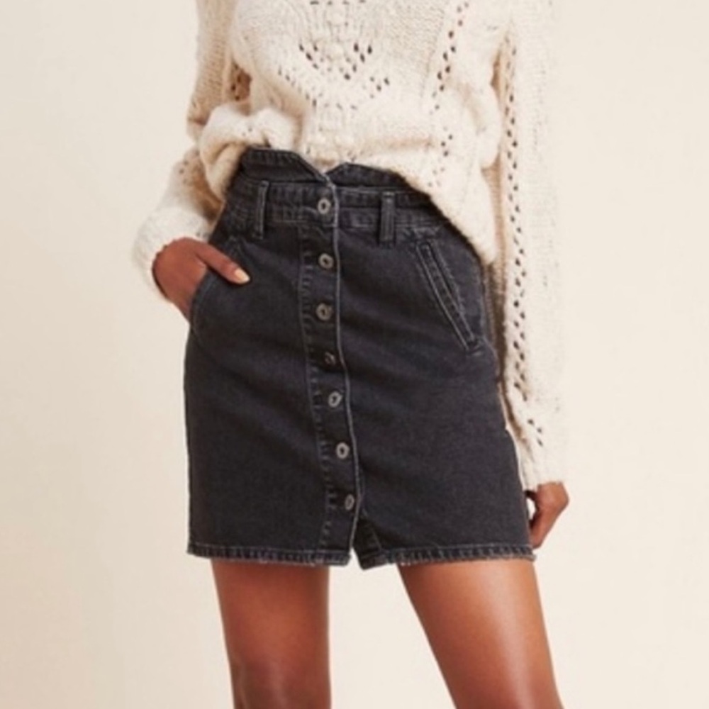 Anthropologie Pilcro and the Letterpress Button Down Denim Mini Skirt